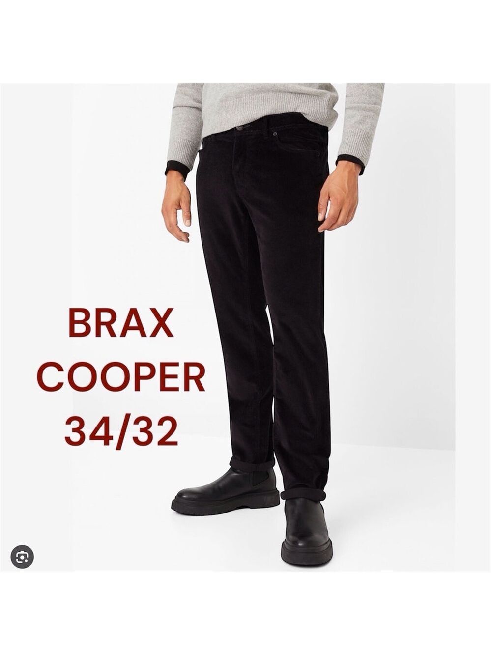 Brax Men’s Black Feel Good Cooper Regular Fit Pants 34/32